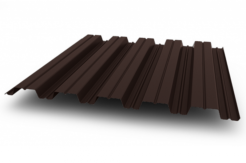 профнастил окрашенный шоколадно-коричневый нс44 0.5x1000 мм
